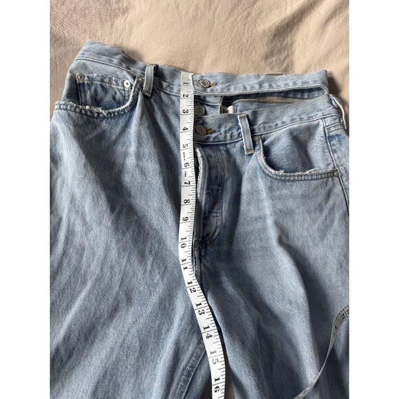 Agolde Women Blue 27 Denim Broken Waistband Jeans Straight High Rise Grunge Punk - Picture 10 of 13
